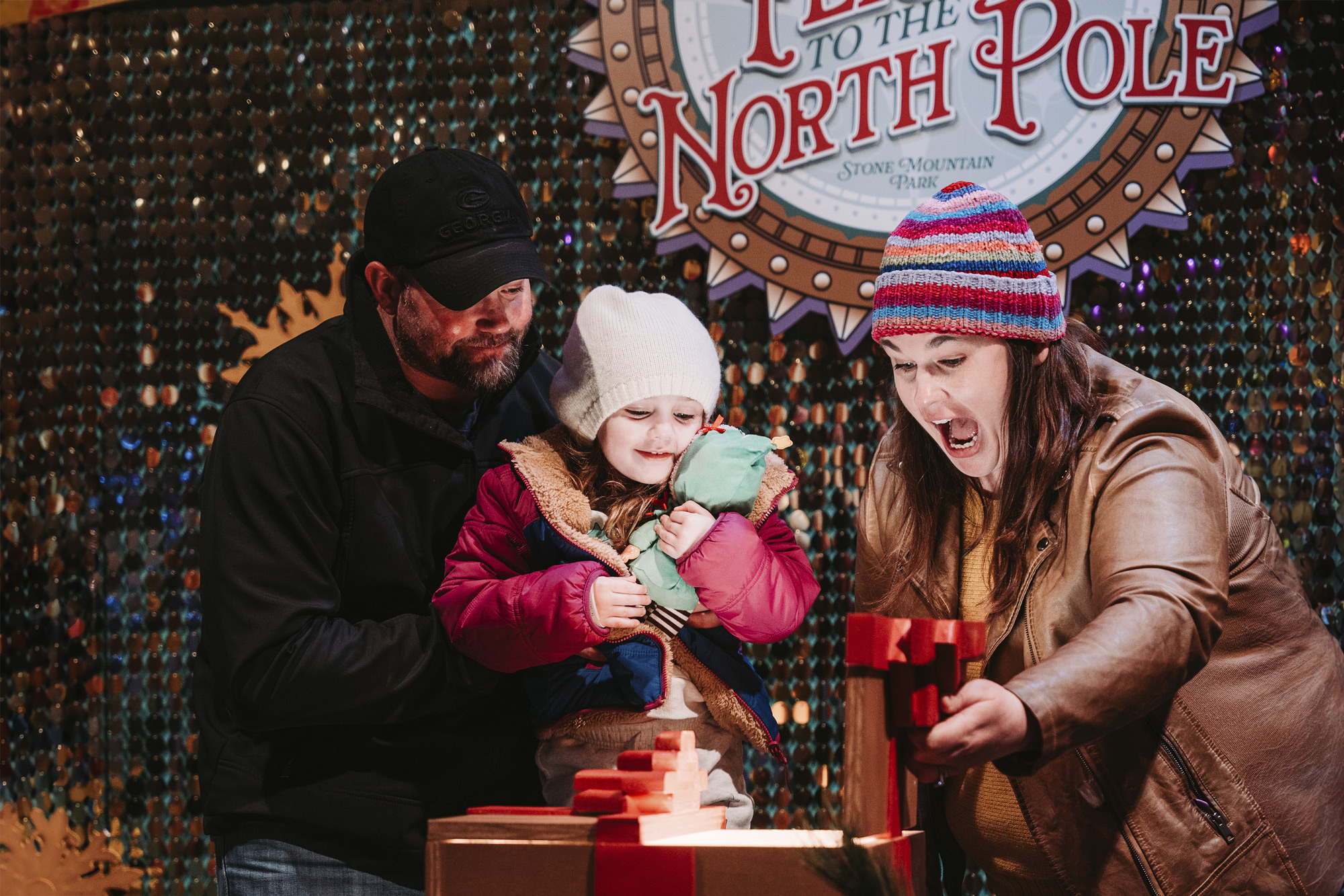 Family enjoying the magical flight to the northpole